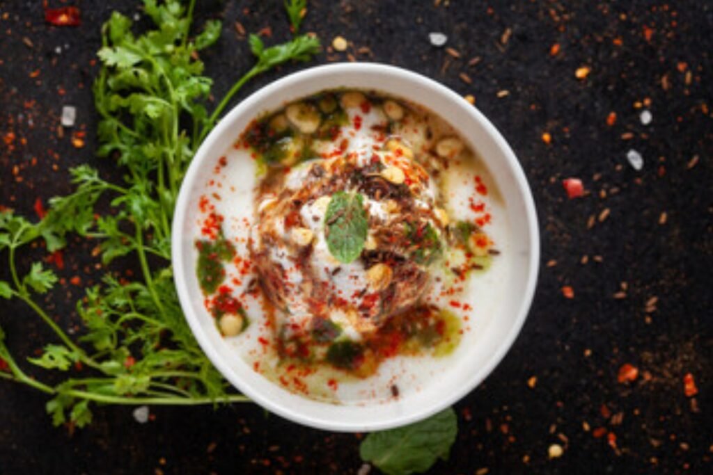 Front View of Dahi Bhalla Recipe in a Bowl.